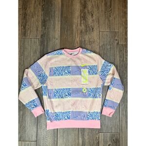 Nike Crewneck Sweatshirt Women's Medium Pink Blue Zebra‎ Stripe Pullover